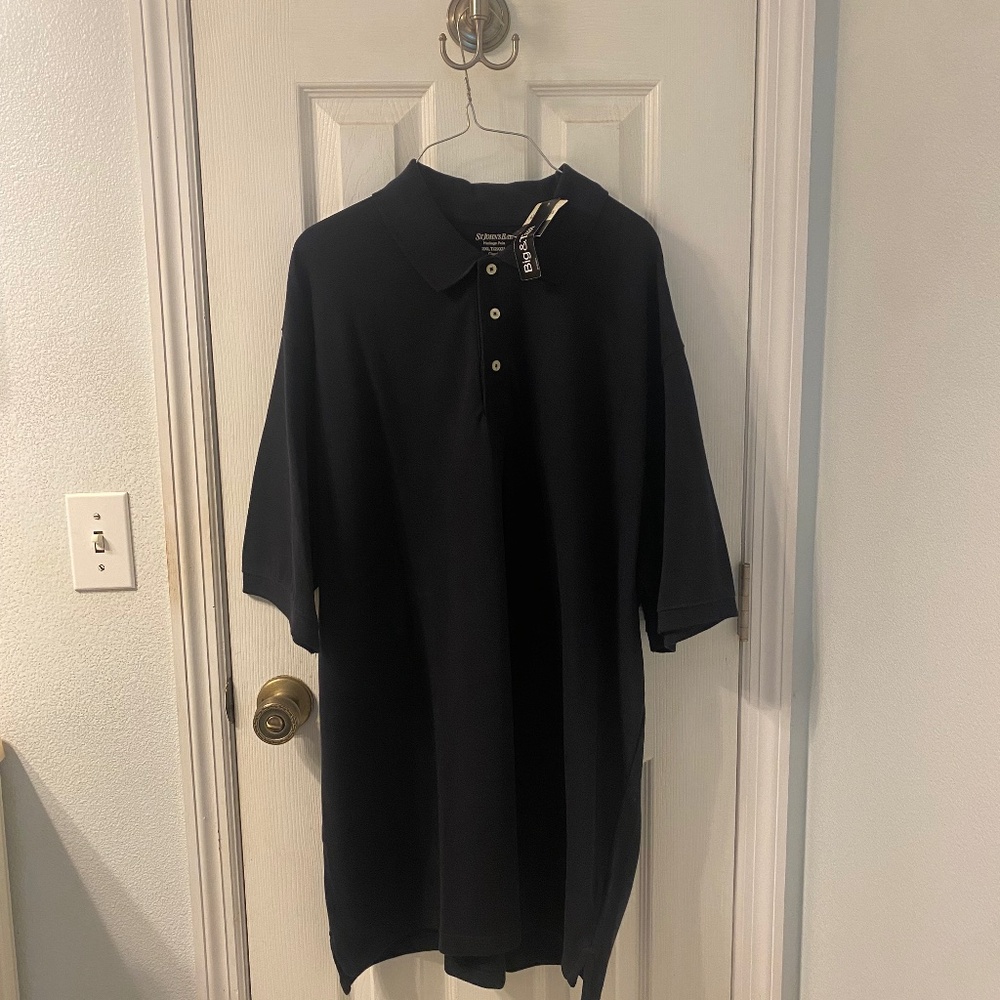 Men’s Black St. John’s Bay Heritage Polo Short Sleeve Shirt  2XLT NWT